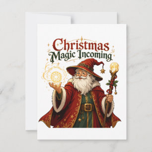 Christmas Magic Incoming Wizard Santa Claus Card