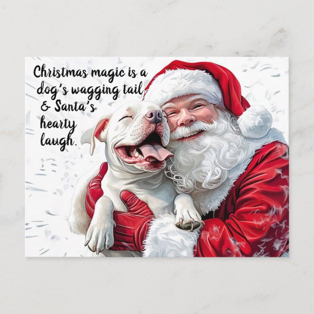 Christmas Magic is a Dog's Wagging Tail & Santa Holiday Postcard (Front)