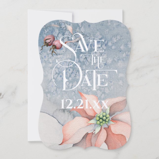 Christmas Magic/Poinsettia Wedding - Save the Date (Front)