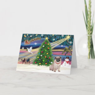 Christmas Magic Pug (fawn) Holiday Card