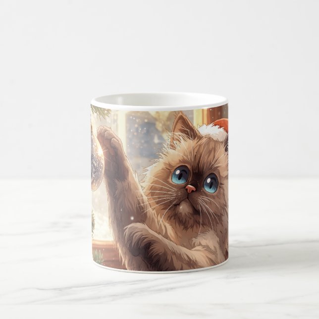  “Christmas Magic: Ragdoll Cat” Cute Ragdoll Cat Coffee Mug (Center)