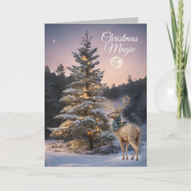 Christmas Magic Reindeer Holiday Card (Front)