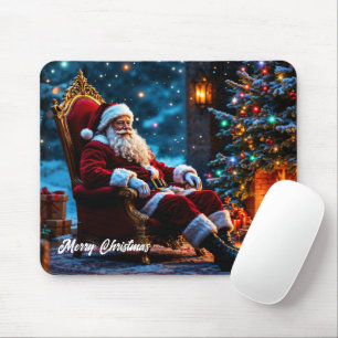 Christmas magic Santa Claus cosy fireplace Mouse Pad