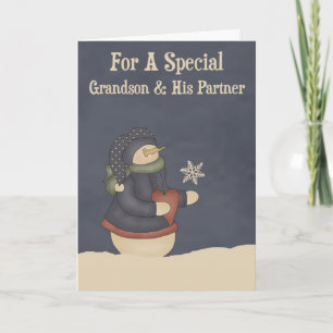 Christmas Magic Snowflake Grandson & Partner Holiday Card