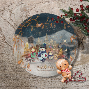 Christmas Magic Snowman Blue  Paper Plate