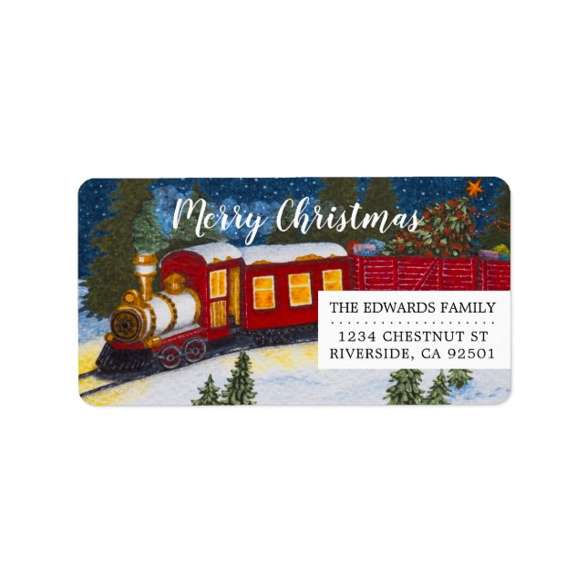 Christmas Magic Vintage Red Steam Train Labels (Front)