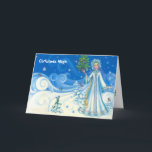 Christmas magic, Vintage snow maiden design Holiday Card<br><div class="desc">Christmas magic,  Vintage Russian snow maiden design</div>
