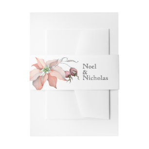 Christmas Magic/ Watercolor Poinsettia/Personalise Invitation Belly Band