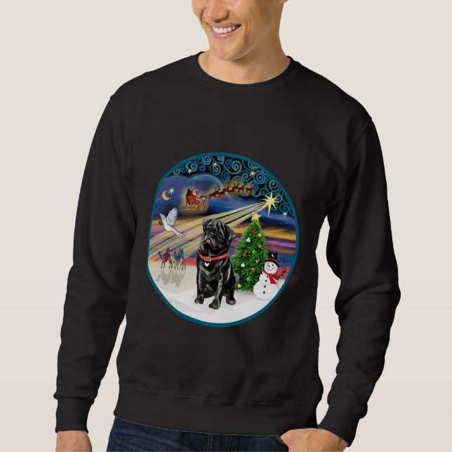 Christmas Magic with a Black Pug Classic T-Shirt 8 Sweatshirt (Front)