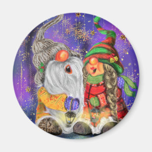 Christmas Magnet Gift Couple Gnomes Singing