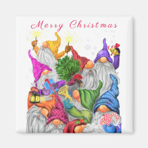 Christmas Magnet Gift with Happy Gnome Party