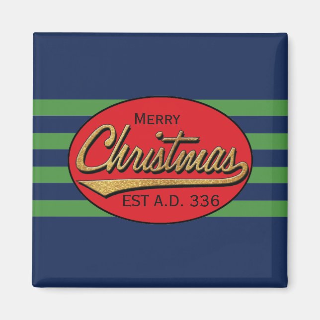 Christmas Magnet Square Christmas Retro (Front)