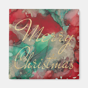 Christmas Magnet Square Colourfully Gold Christmas