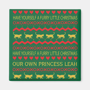 Christmas Magnet Square FURRY LITTLE CHRISTMAS/CAT