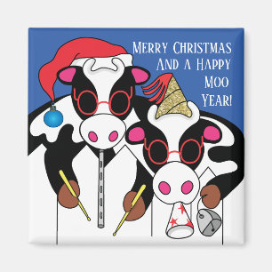 Christmas Magnet Square Happy Moo Year!