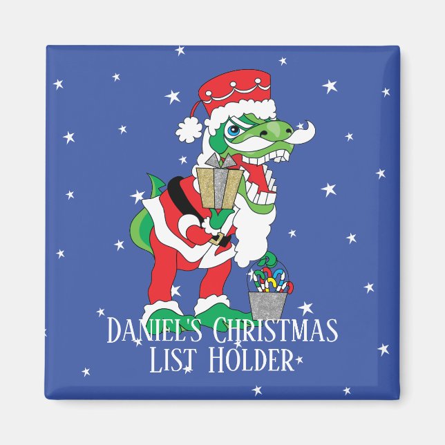 Christmas Magnet Square TySANTAsaurus Rex (Front)