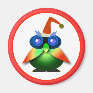 Christmas Magnets Key Chains Buttons: Green Owl