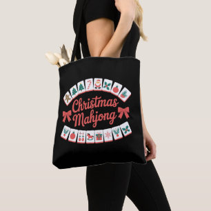Christmas Mahjong Tiles Bows Xmas Holiday Season Tote Bag