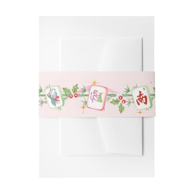 Christmas Mahjong Tiles Invitation Belly Band (Front Example)