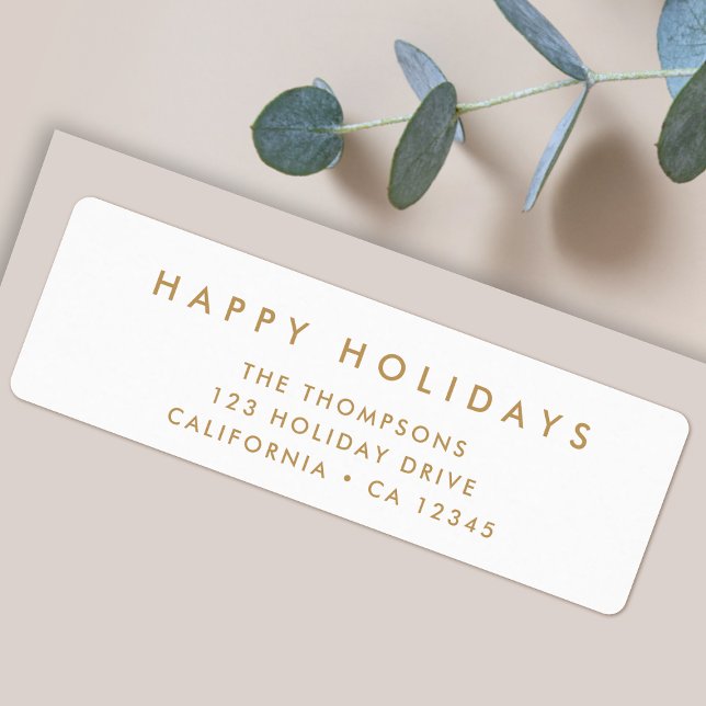 Christmas Mail Address Labels | Happy Holidays (Personalize your christmas envelopes with these simple elegant holiday address labels)