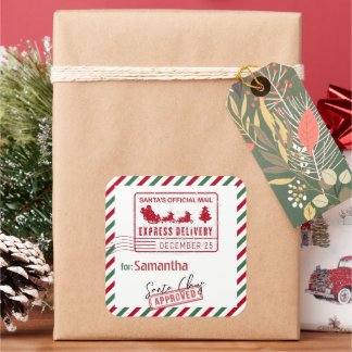 Christmas Mail From Santa Nort Pole Delivery Square Sticker