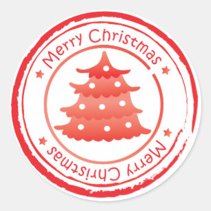 Christmas Mail Stamp - Christmas Tree Classic Round Sticker