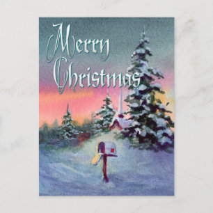 CHRISTMAS MAILBOX by SHARON SHARPE Holiday Postcard