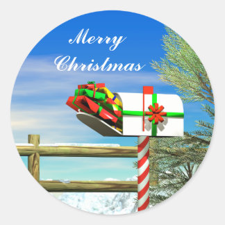 Christmas Mailbox Classic Round Sticker