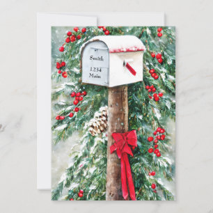 Christmas mailbox personalised budget Christmas Holiday Card