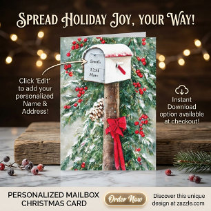 Christmas mailbox personalised budget Christmas Holiday Card