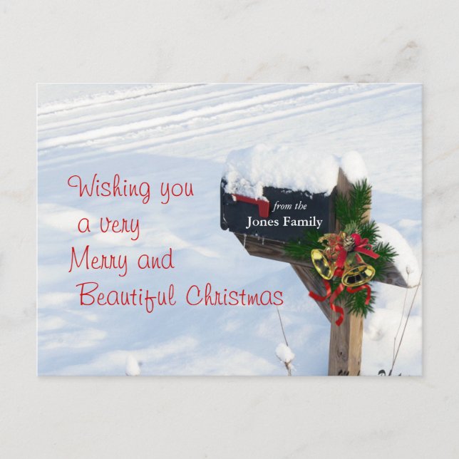 Christmas Mailbox Postcard- customise it Holiday Postcard (Front)