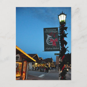 Christmas Main St Alpine Helen GA Postcard