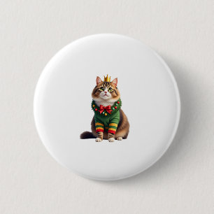 Christmas Maine Coon American Longhair (1) 6 Cm Round Badge