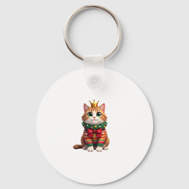 Christmas Maine Coon American Longhair (4) Key Ring (Front)