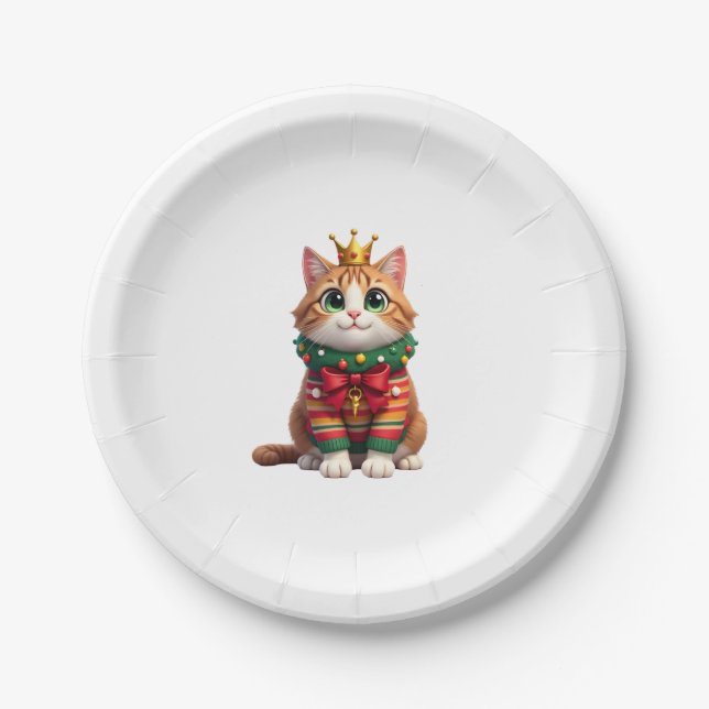 Christmas Maine Coon American Longhair (4) Paper Plate (Front)