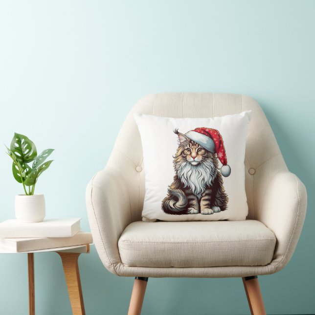 Christmas Maine coon cat, Santa Maine Coon kitten Cushion (Chair)