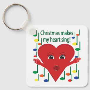 "Christmas makes my heart sing" Singing Heart Key Ring