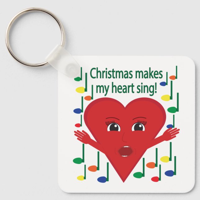 "Christmas makes my heart sing" Singing Heart Key Ring (Front)