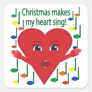 "Christmas makes my heart sing" Singing Heart Square Sticker