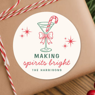 Christmas Making Spirits Bright Holiday Cocktail Classic Round Sticker