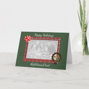 Christmas Male Elf Wreath Holiday Photo Card