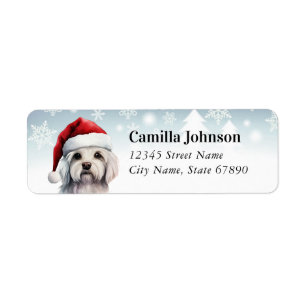 Christmas Maltese Dog Return Address Labels