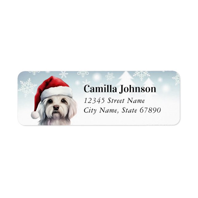 Christmas Maltese Dog Return Address Labels (Front)