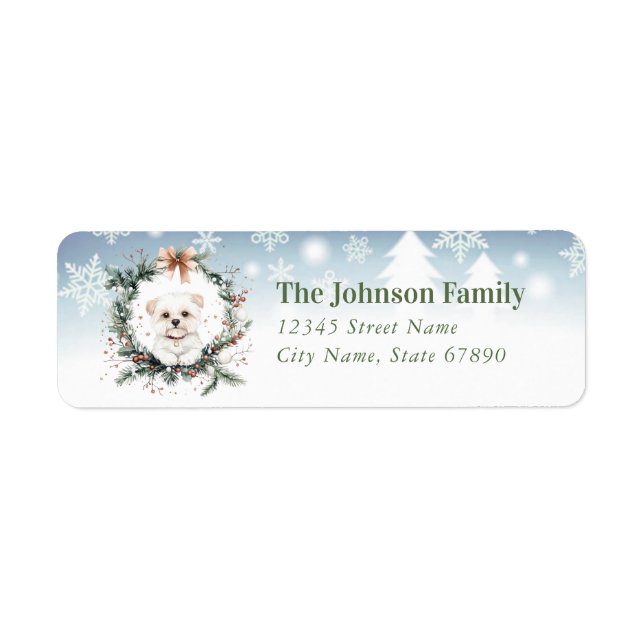 Christmas Maltese Dog Return Address Labels (Front)