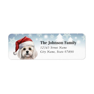 Christmas Maltese Dog Return Address Labels