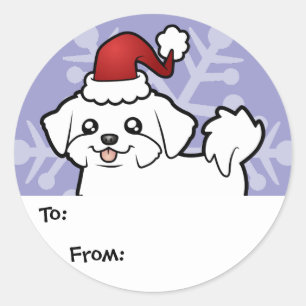 Christmas Maltese Gift Tags (puppy cut)