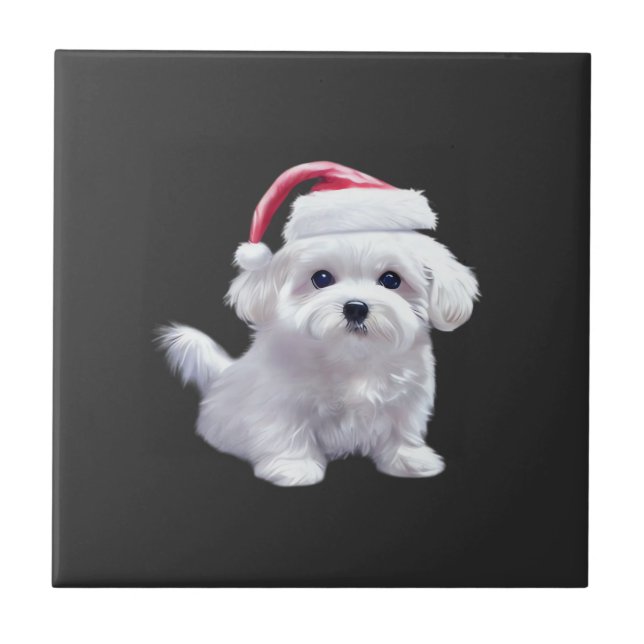 Christmas Maltese - Perfect For Animal Lovers Clas Ceramic Tile (Front)