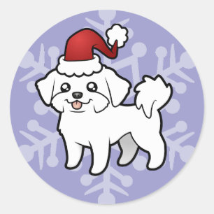 Christmas Maltese (puppy cut) Classic Round Sticker