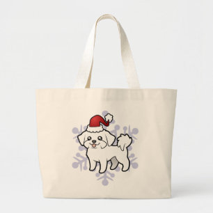 Christmas Maltese (puppy cut) Large Tote Bag