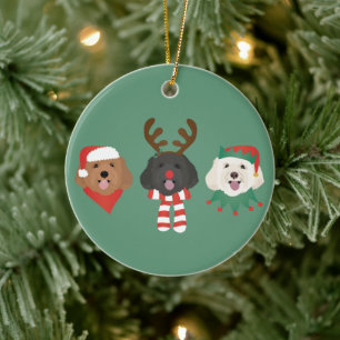 Christmas Maltipoo Dogs Ceramic Ornament
